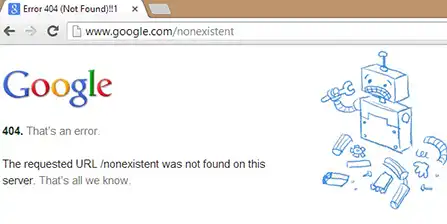 Error 404 In Google Chrome