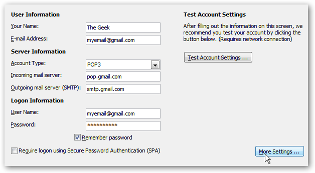 setting up gmail on outlook 2007