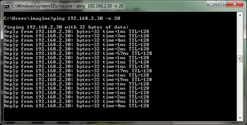 Ping The IP with -n 20