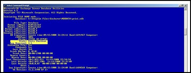 exchange public folder database check dirty shutdown