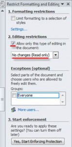 lock word document from editing 2010