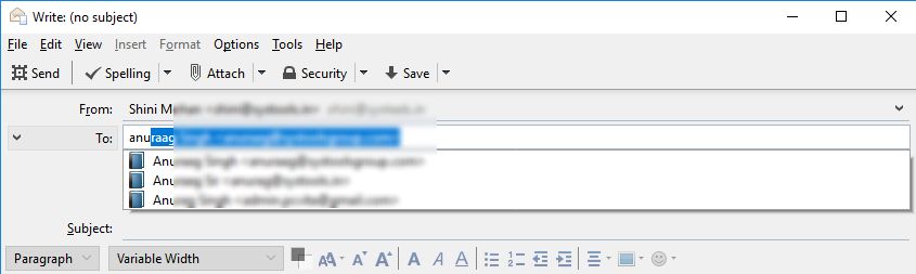 how to remove autocomplet suggestions in mailbird