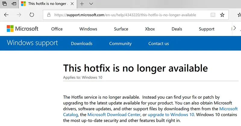 Hotfix is not available
