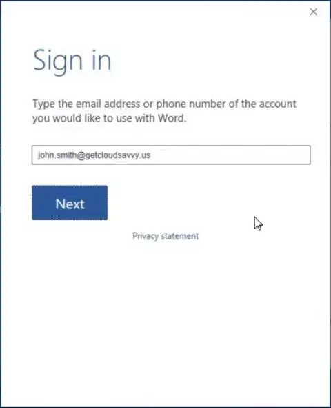Sign to Office 365