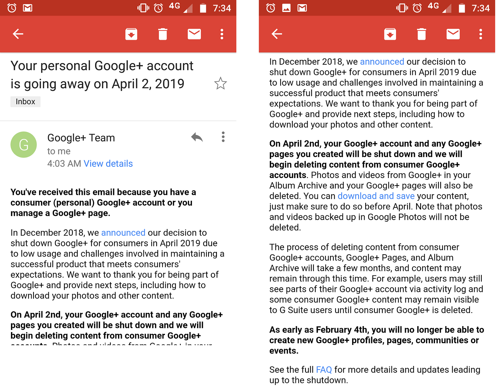 Google+ для потребителей будет закрыт 2 апреля