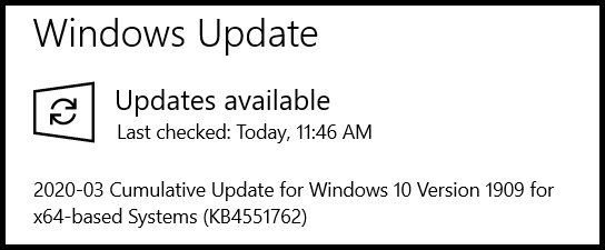 Обновление Windows 10 KB4551762