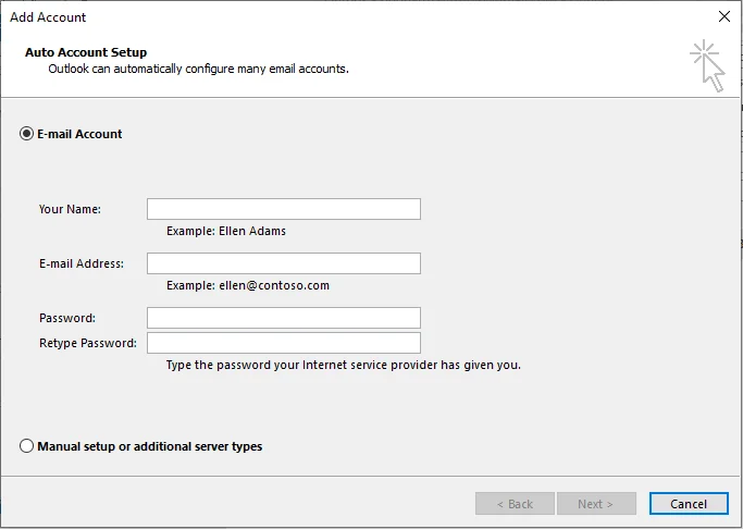 Add Office Account in Outlook Classic