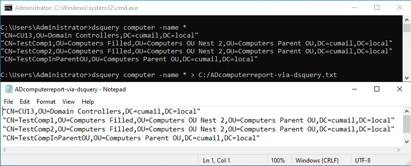 Use Dsquery to Export Computer List from AD 